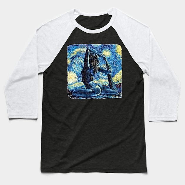 Yoga Van Gogh Style Baseball T-Shirt by todos